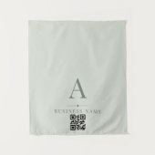 Salbei-Grün-QR-Code-Geschäftstisch-Läufer-Banner Wandteppich (Vorderseite)