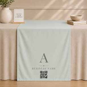 Salbei-Grün-QR-Code-Geschäftstisch-Läufer-Banner Wandteppich