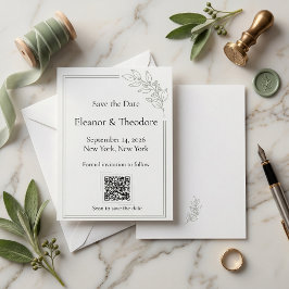 Salbei-Grün Quiet Luxury QR-Code Save-the-Date Save The Date