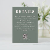 Salbei-Grün-Rosa-Abschluss-QR-Code-Details Begleitkarte (Stehend Vorderseite)