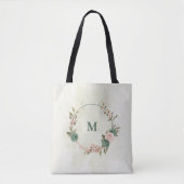 Salbei-Grün-Rosa-Blume Tasche (Vorderseite)