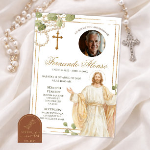 Salbei-Grün-Rosenkranz Katholisch Jesus-Traueranze Einladung