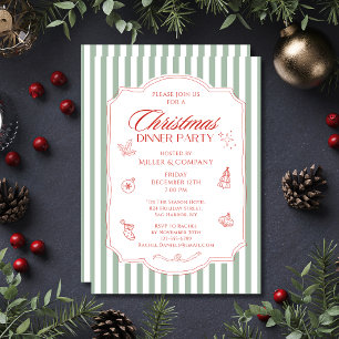 Salbei-Grün-Rotes Firmen-Weihnachtsessen Einladung