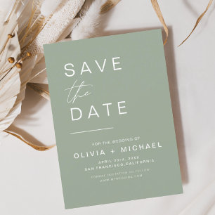 Salbei Grün Save the Date Elegante Minimalistische