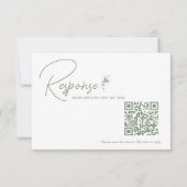 Salbei-Grün-Toile-QR-Code-RSVP RSVP Karte (Vorderseite)