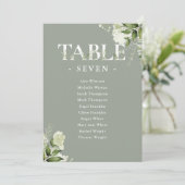 Salbei-Grün-Typografie-Sitzplan-Tischnummer (Stehend Vorderseite)