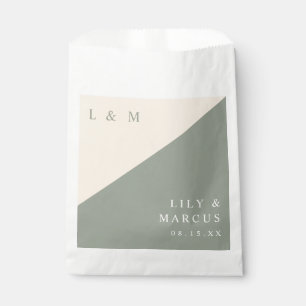 Salbei Grün Und Creme Minimalist Monogramm Hochzei Geschenktütchen