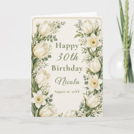 Salbei-Grün und Elfenbein-Geburtstag Karte