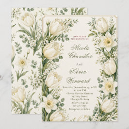 Salbei-Grün und Elfenbein-Hochzeit Einladung