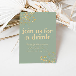 Salbei-Grün und Gold-Dinner-Cocktailparty-Einladun Einladung