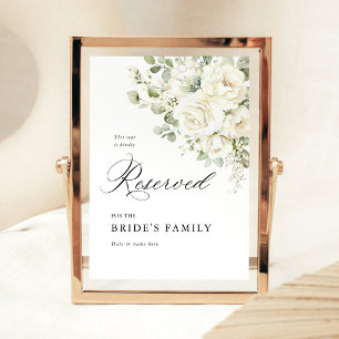 Salbei-Grün-Weiße-Floral-Reservert-Sitzschild 5x7 Poster