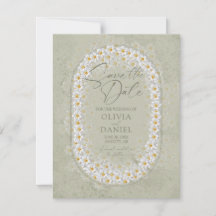Salbei-Grün Weiße Gardenien Boho Save-the-Date