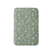 Salbei Grün Weiße Gelbe Wildblumen Boho Trend Badematte (Vorderseite Vertikal)