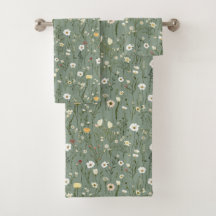Salbei Grün Weiße Gelbe Wildblumen Boho Trend