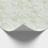 Salbei Grün Weiße Rose Hochzeit Geschenkpapier (Ecke)