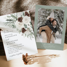 Salbei-Grün Winter Floral Pine Foto Rückseite Hoch