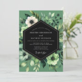 Salbei Grüne Anemonen Hochzeit Einladung (Stehend Vorderseite)