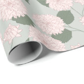 Salbei-grüne Dahlien-Blumenverpackung Geschenkpapier (Rolleneckpunkt)