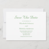 Salbei-grüne Kalligraphie und Typografie-Klassiker Save The Date (Vorderseite)