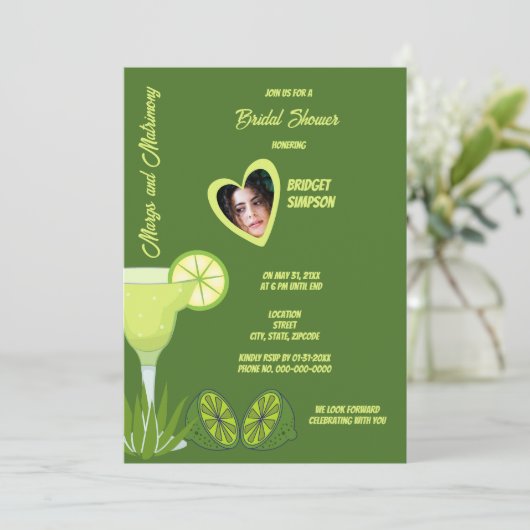 Salbei-Grüne Mädels und Matrimonengrab Einladung (Stehend Vorderseite)