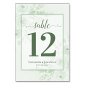 Salbei-Grüner Boho-Chic-Blumen-Hochzeit Tischnummer (Rückseite)