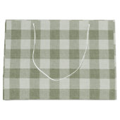 Salbei-Grüner Gingham-Buffalo-Karo-Linoleum-Textur Große Geschenktüte (Vorderseite)
