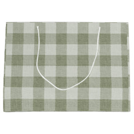 Salbei-Grüner Gingham-Buffalo-Karo-Linoleum-Textur Große Geschenktüte