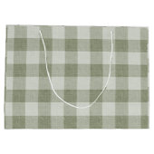 Salbei-Grüner Gingham-Buffalo-Karo-Linoleum-Textur Große Geschenktüte (Rückseite)