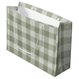 Salbei-Grüner Gingham-Buffalo-Karo-Linoleum-Textur Große Geschenktüte