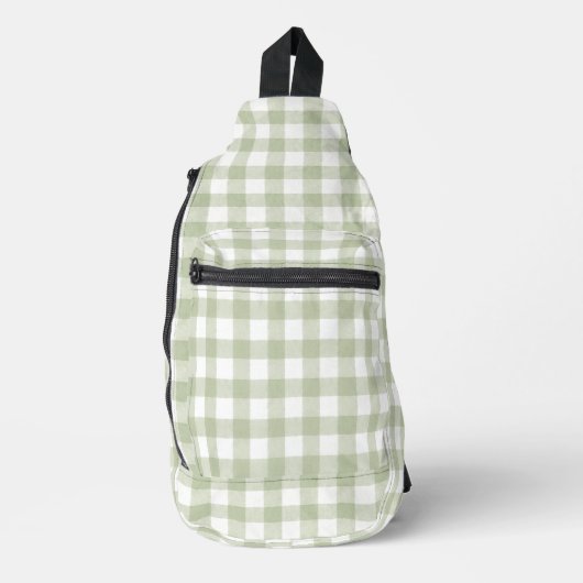 Salbei-Grüner Gingham-Trend Crossbody Bag (Vorderseite)