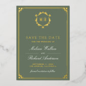 Salbei-Grüner QR-Code-Foto-Hochzeit Termin Karte (Vorderseite)