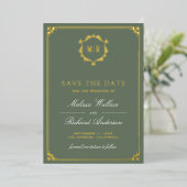 Salbei-Grüner QR-Code-Foto-Hochzeit Termin Karte (Stehend vorne)