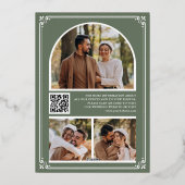 Salbei-Grüner QR-Code-Foto-Hochzeit Termin Karte (Rückseite)