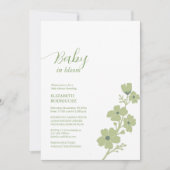 Salbei grünes Baby in blühender Babydusche Einladung (Vorderseite)