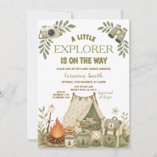 Salbei-Grünes Camping Little Explorer Baby Shower Einladung