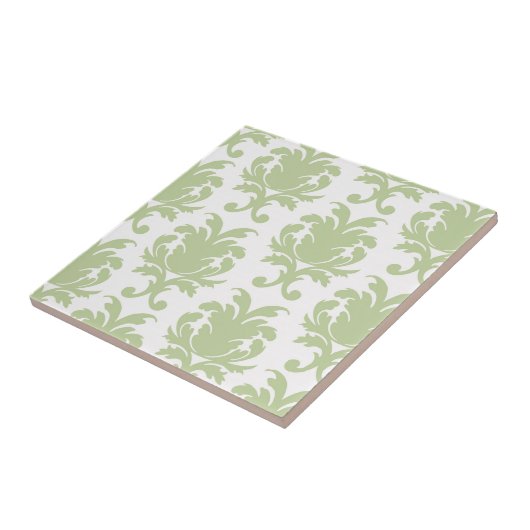 Salbei-grünes, großes Damastmuster Fliese (Seite)