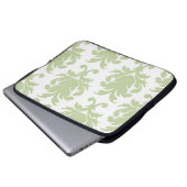 Salbei-grünes, großes Damastmuster Laptopschutzhülle (Vorne Knopf)