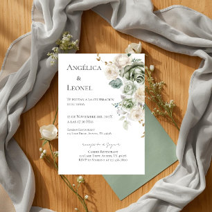 Salbei-Grünspanisch Hochzeit Einladung