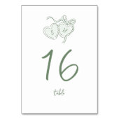 Salbei-Handgemalte-Herzen-Monogramm-Whimsical-Hoch Tischnummer (Rückseite)