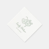 Salbei-Handgezeichnete-Herzen-Monogramm-Whimsical- Serviette (Ecke)