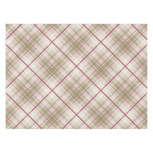 Salbei-Himbeercreme-Diagonalprofil kariert Tischdecke (Vorderseite (Horizontal))