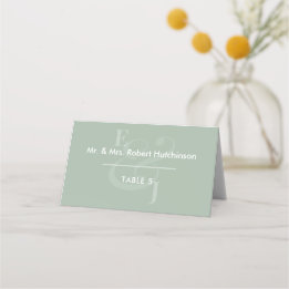 Salbei-Hochzeit Reverse Ampersand | Gefaltete Sitz Platzkarte
