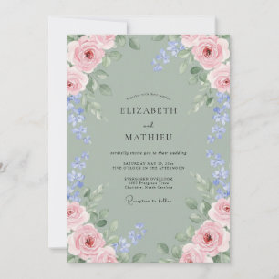 Salbei Immergrün Rosa Blumenhochzeit Einladung