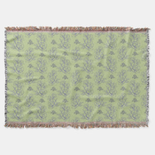 Salbei Klassisches Vintage Einfaches Blumenmuster  Decke