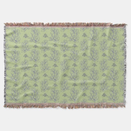 Salbei Klassisches Vintage Einfaches Blumenmuster Decke (Vorderseite)