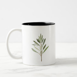 Salbei-Kräuter-Pflanzen-Küchengarten-vintage-Natur Zweifarbige Tasse