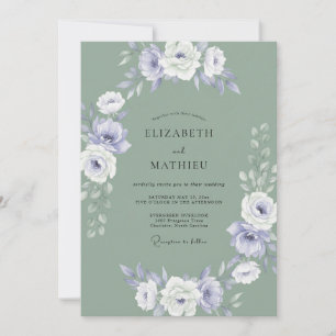 Salbei-Lavendel Whimsical Florale Hochzeit Einladung