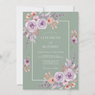 Salbei Lila Ätherisches Florales Hochzeit Einladung