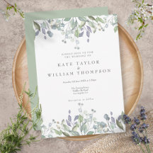 Salbei-Lila-Grün-Wasserfarben-Blumenhochzeit