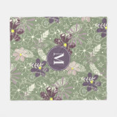 Salbei lila Pflaumenleder Federn Blume Muster Fleecedecke (Vorderseite (Horizontal))